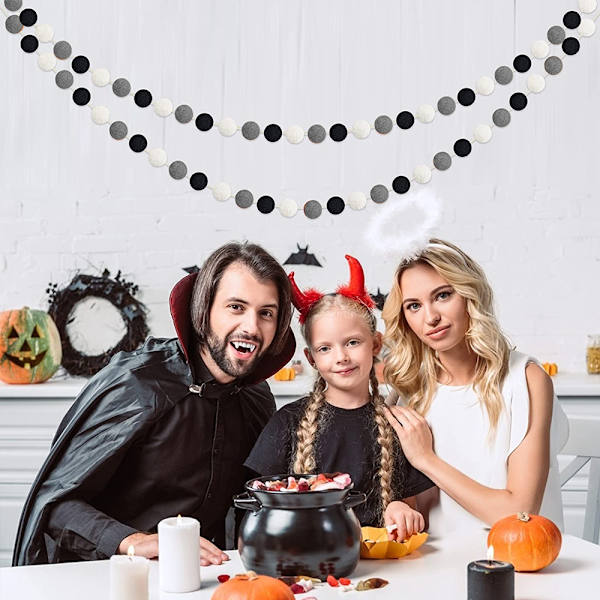 2 sæt Halloween filtbold guirlande uld filtbolde guirlande