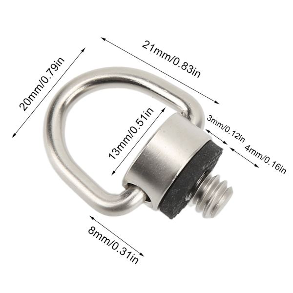 5PCS UNC 1/4 20 Kameraslynge Skrue C-formet Rustfritt Stål Kameraskrue Koblingsadapter for Skulderstropper