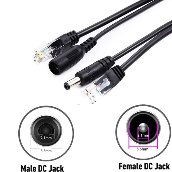2 stk. Injektor og Splitter Kit DC Strømadapter Stik