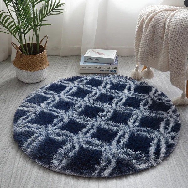 Rund fluffig matta för barn, flickrum, 23,6 tums Furry Circle Rug D