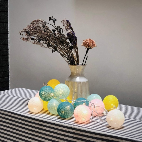 LED Bomullsball Lyskjede, LED Bomullsballer Kjede 3.1M 20stk