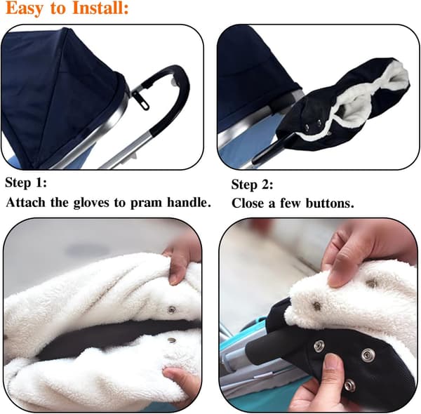 Fleece Stroller Mittens - Hand Muff/Hand Warmer Waterproof Windproof Antifreeze Extra Thick Stroller Accessory, Black