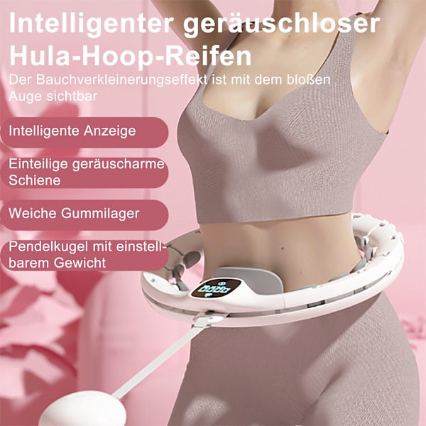 Smart Vægtede Hula Hoop til Voksne, Aftagelig Fitness Ring med 360 Graders Automatisk Spindende Boldmassage, Smart Ring Hula Hoops til Voksne, Fitness