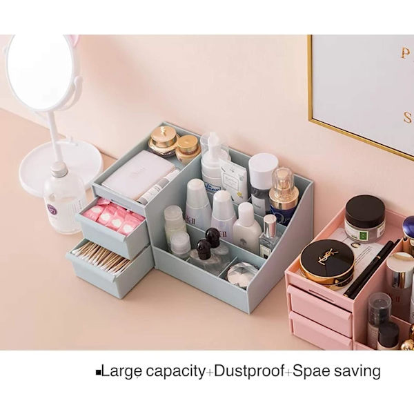 Makeup-arrangør, multilagsdesign, blå, 28,5*17,5*12,5 cm