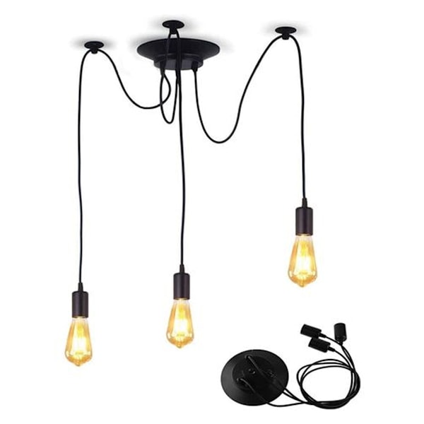 Justerbar DIY Taklampa, Vintage Edison Industriell Ljuskrona Modern Chic, E26 Sockel Hängande Belysning för Matsal Köksinredning