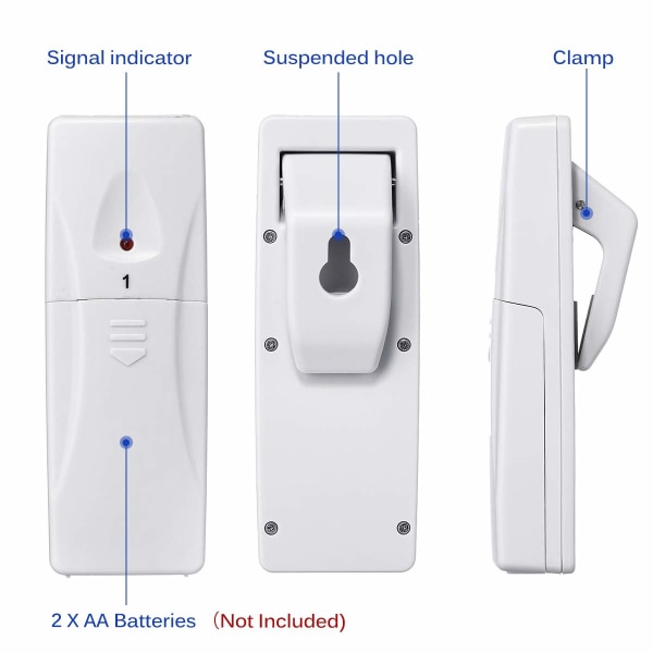 Utomhus- och inomhustermometer - Hög precision digital trådlös termometer för hemmet - Rumstemperatur larmfunktion - med 2 extra sensorer