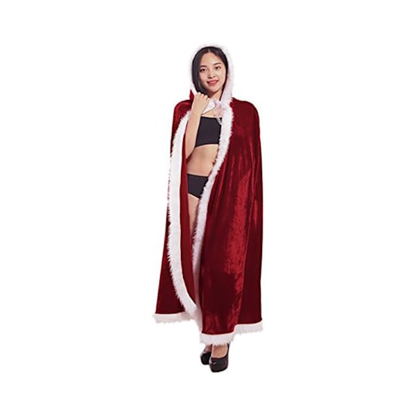 Jultomtens kappa med huva Julrock kappa Dam Jultomtens kostym Jul Fancy Dress kappa Huvad kappa Röd kostym för jul