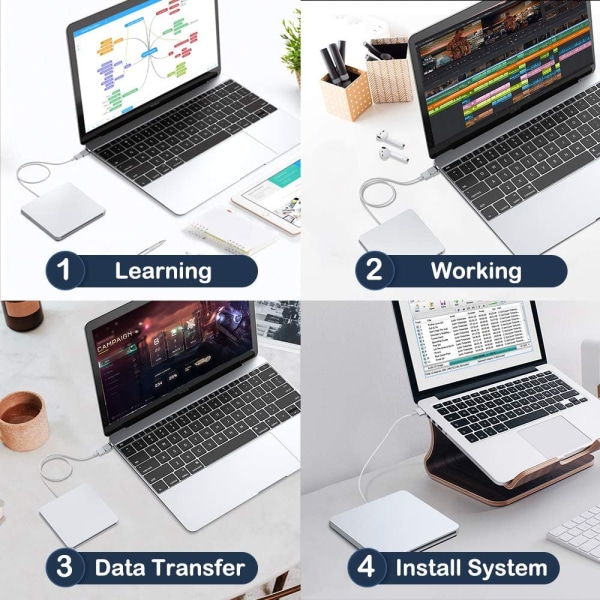 USB C Type-c Ultraohut ulkoinen DVD-asema/poltin/optinen asema CD RW DVD RW Superdrive Disc Duplicator