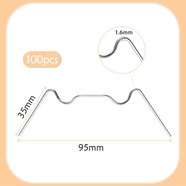 Rostfria växthusglasklämmor, W-trådsmetallfjäderfästklämmor, 1,6 mm tjocka ihåliga plåtklämmor växthustillbehör 100 st - DKS