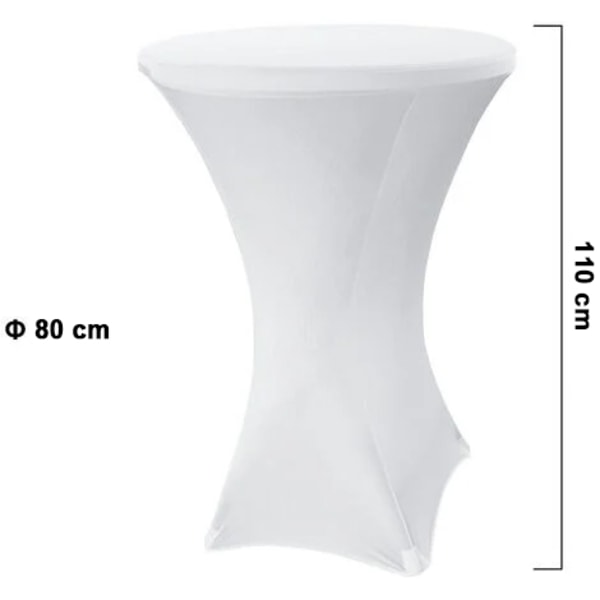 Valkoiset pöytäliinat korkealle taittopöydälle 110 CM,Valkoinen,80cm