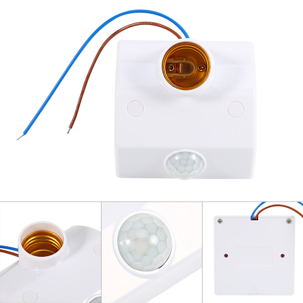 Hem E27 Infraröd Rörelse PIR-Sensor Automatisk LED-Lampa Lampfäste Väggswitch Alarm