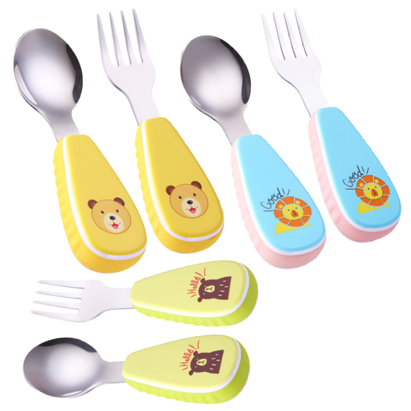 Silicone Handle，Baby Spoons + Forks | Stainless Steel Cutlery