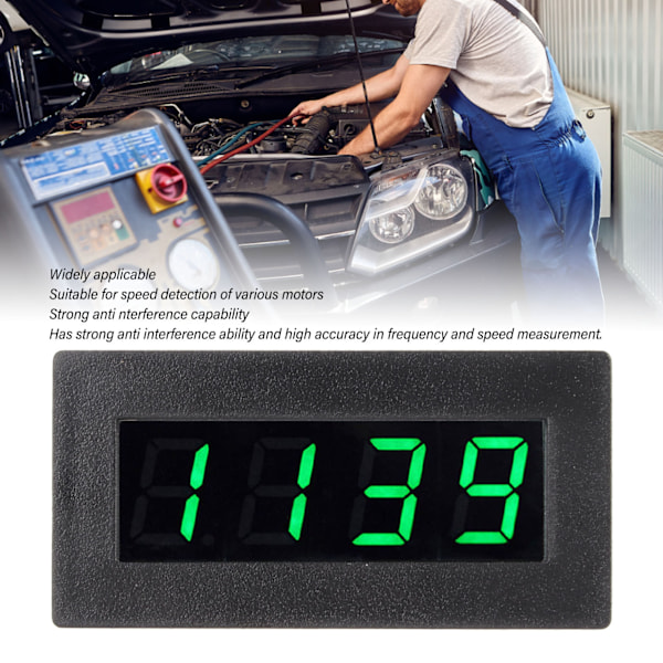 Digital frekvensmåler speedometer DC 8 til 15V 0,56 tommer 5 til 9999 RPM 4 LED digital display frekvensmåler grønn