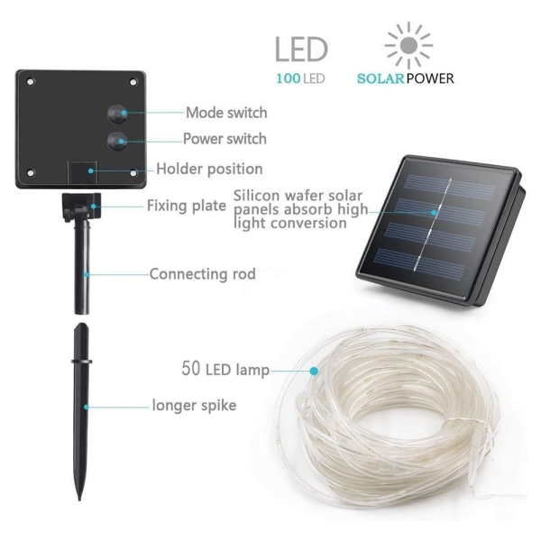 Solar String Light Led Star Light 23ft 50 LEDs For Terrace Bonsa white light