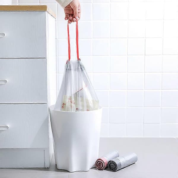 Sopsäckar med dragsko, starka sopsäckar, 30-pack för kök, badrum, sovrum, bil, kontor, papperskorgsfoder B