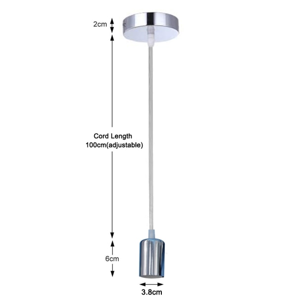 Lampeoppheng i metall, E27 lampesokler med kabel, ledningspendel