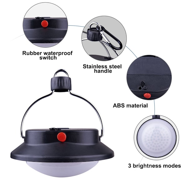 Utomhus LED-lykta med krokdräkt för orkan, nödsituation, Po black
