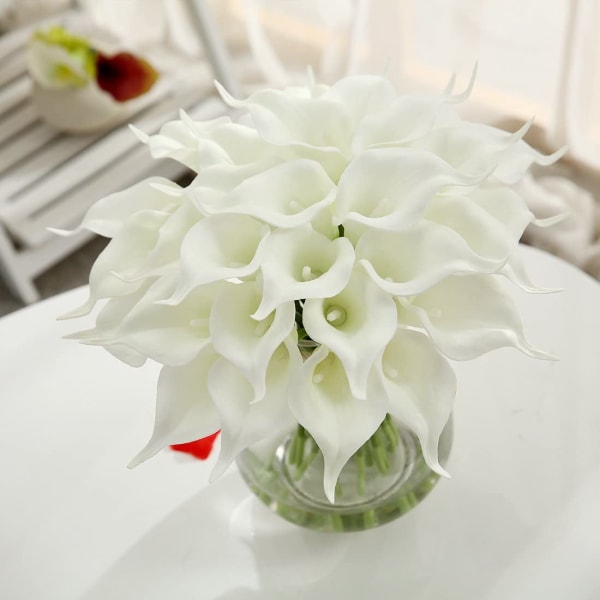 20 st artificiella Calla Lily Real Touch Latexblommor för brud