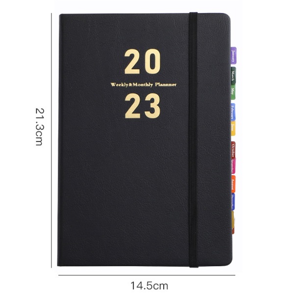 Planlægger 2023, 2023 Agenda bog Hard face notebook med pen,