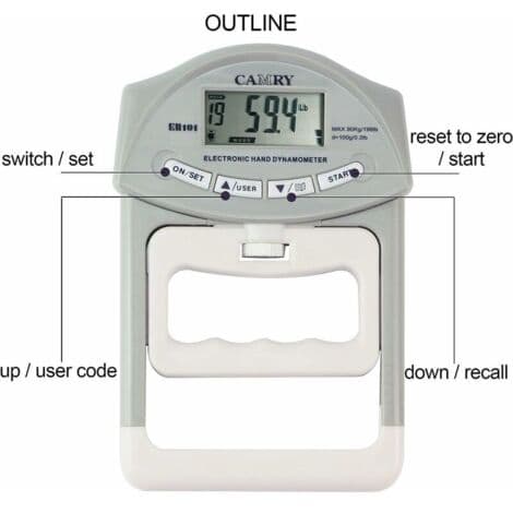 90 kg Elektronisk Handdynamometer – Justerbar Greppkapacitet – Digital LCD-Display – För Noggrann Muskelbedömning