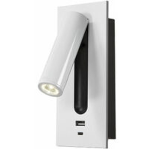 LED-læselampe, sengelampe, skjult kontakt, sengelampe, type C, sengelampe, indbygget væglampe, læselampe, 350° roterende, 90°
