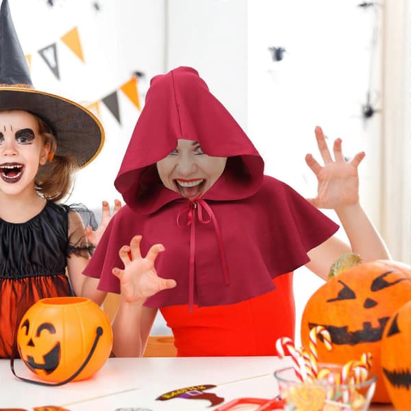 Rød middelalderlig hættehat Halloween heksetilbehør til dekoration