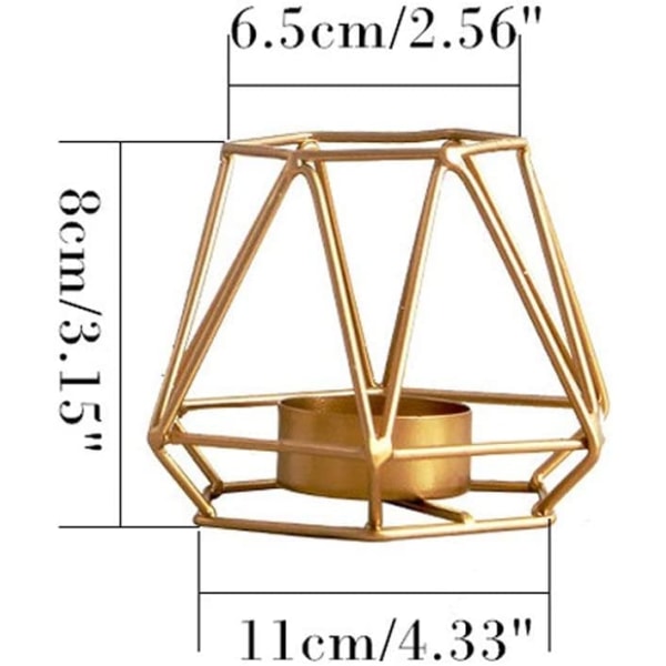 2-pakning metallisk sekskantet geometrisk design telyslysholder