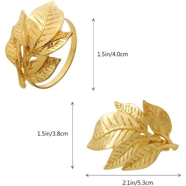 Guld Servettringar Set om 8, Antik Guld Legering Höstlöv Metall N