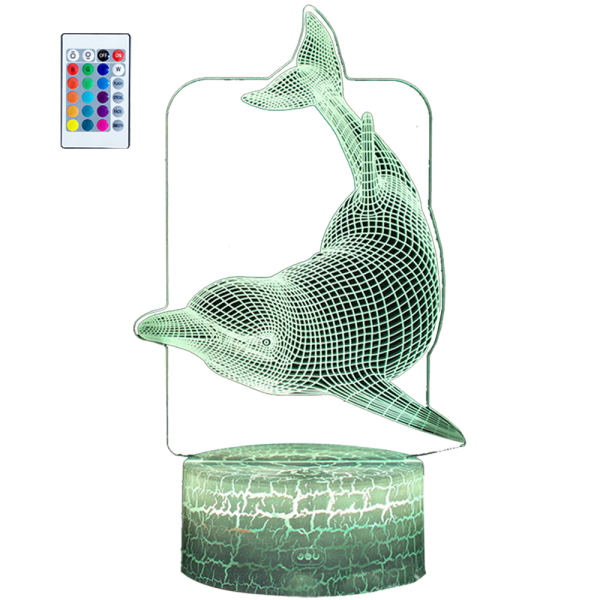 Dolphin-serien 3D nattlampa, LED färgglad gradient touch-fjärrkontroll