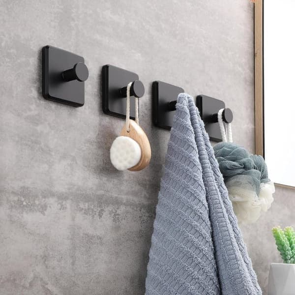 4-pack - Self-adhesive hooks/towel hooks - Hanger black black