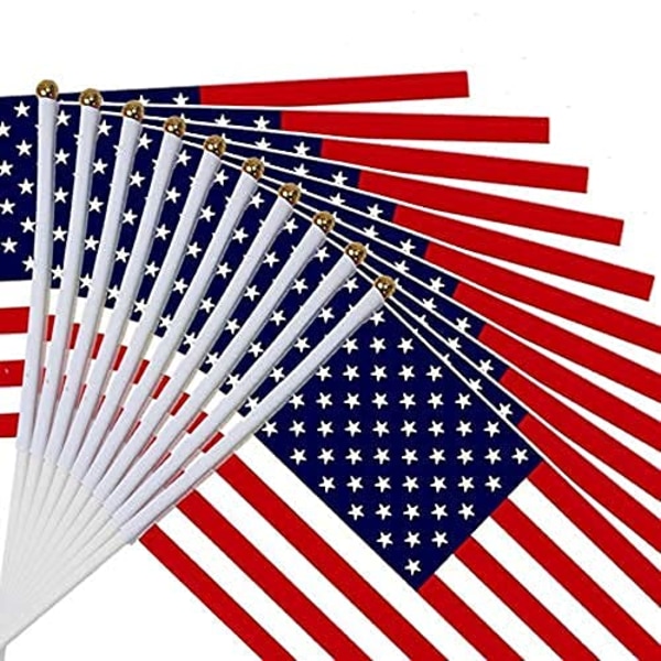 Amerikanska flaggor med pinne, 4 juli dekorationer utomhus, 100