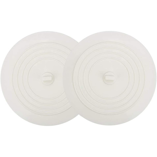 Badkarspropp 2-pack, 6 tum stor silikonavtappningsplugg Hårstopp White