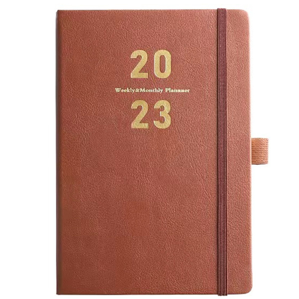 Planlægger 2023, 2023 Agenda bog Hard face notebook med pen,