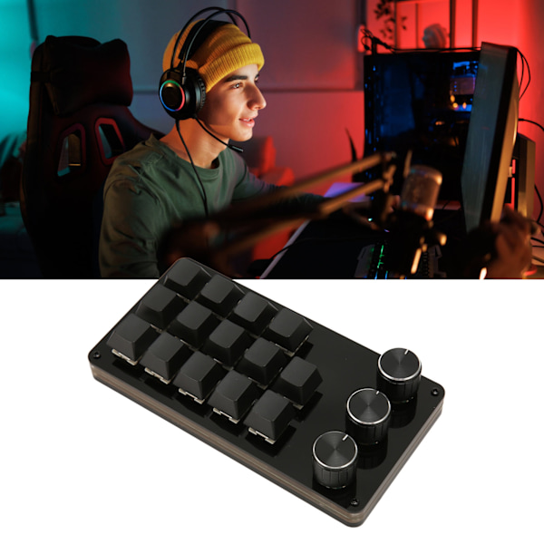 Mini Anpassad Tangentbord 14 Tangenter 3 Knoppar Programmerbar Blå Switch Hot Swappable Programmering Makro Tangentbord för Datorspel