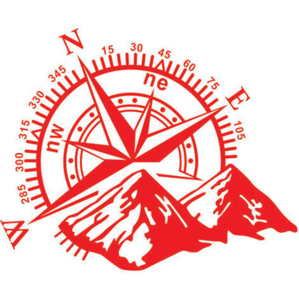 Mountain Compass Cover Sticker, Bildekal 50 60cm,Röd - Röd