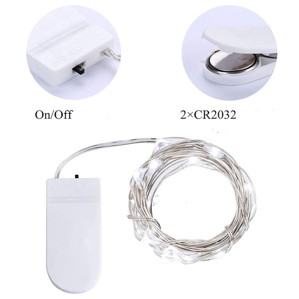 12st Knapp batterilåda koppartråd lampor strängljus, garde white