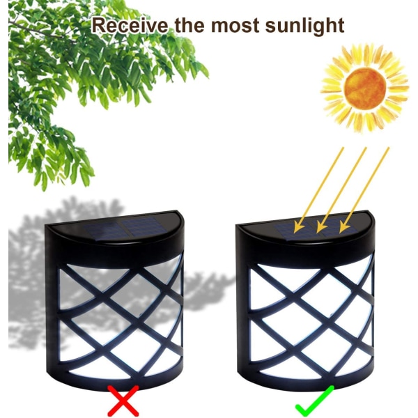 2-pack solstängsellampor, 6 LED solpanelslampor, vattentät Aut