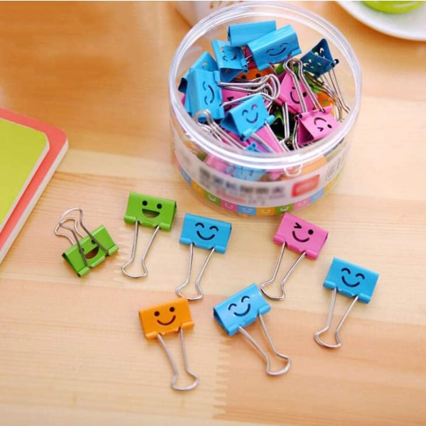 Coideal 40 Pack 19mm Smiling Binder Paper Clips/Mini Colored