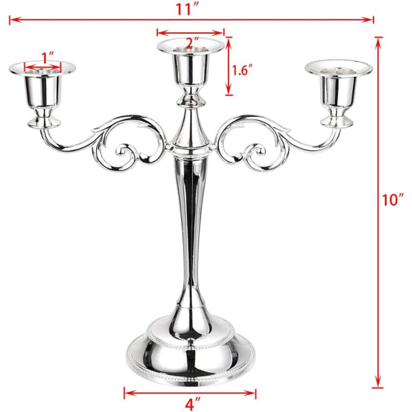 3 Arms Metal Candelabra kynttilänjalka hopea eurooppalainen elegantti