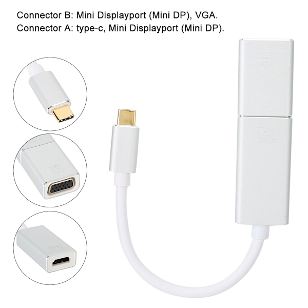 Typ C TILL DP/DP TILL VGA Kaskadkombination Patch Cord Converter Adapter Kabel Tillbehör