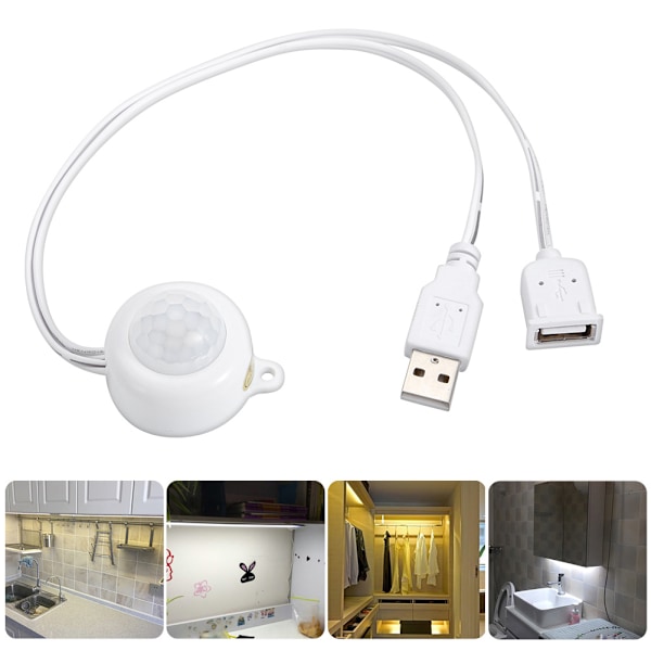 Tålig plastdesign, Mini PIR-rörelsesensor för LED-strip ljusströmbrytare, Infraröd rörelsedetektor med automatisk fördröjning och justerbar tidsinställning