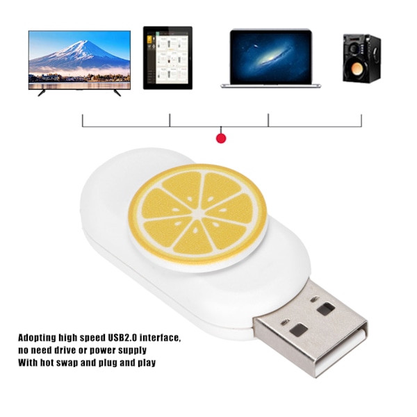 USB-minne Innovativ Citronform Bärbar Tålig Stabil Fuktsäker Hot Swap Plug Play Minne USB-sticka 128GB