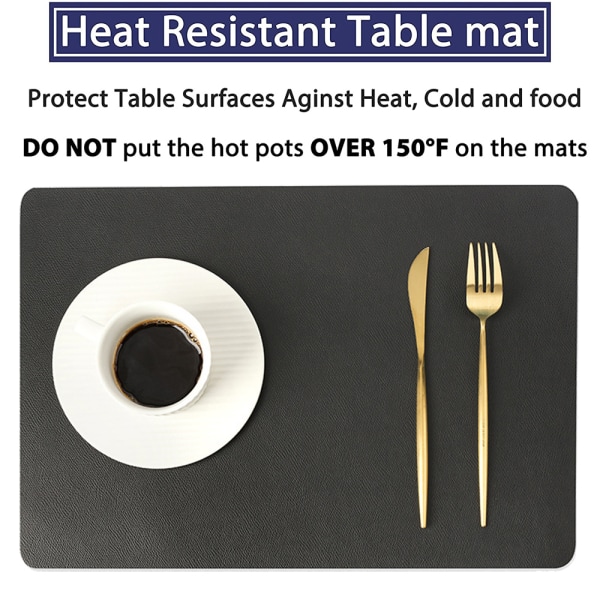 Faux läder placemats, PU bordsmattor, set om 4, vattentäta,