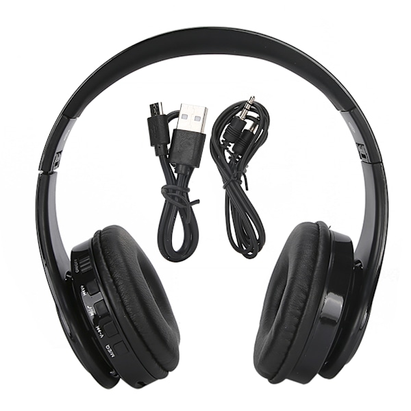 Bluetooth 5.0 Hörlur Trådlöst Over Ear Stereo Headset med Mikrofon Gaming Headset Svart