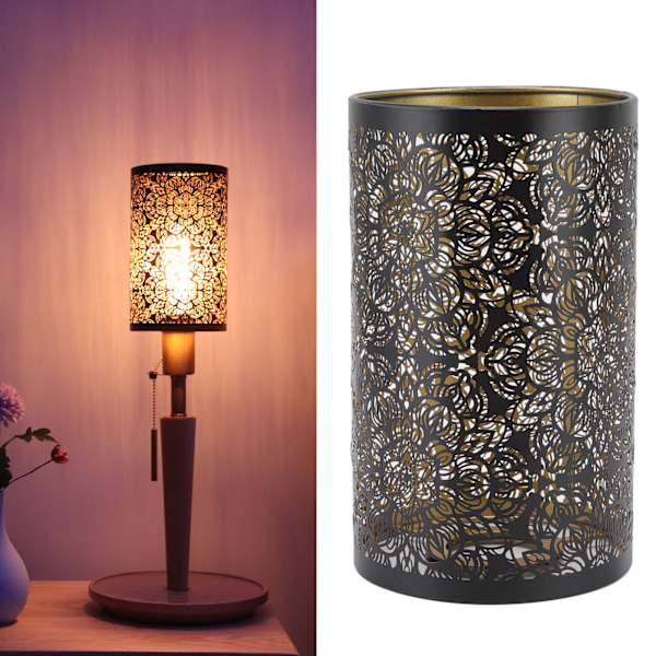 Stilren lampskärm i järn, mångsidig kompatibilitet med E27 E26-socklar, enkel installation, smidesjärn ihålig snideridesign ger minimalistisk charm till