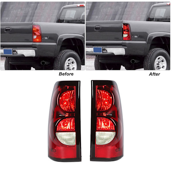 2 st. Baklyktor till Bil 2800174 Helt Tät Blinkers Broms Backljus Ersättning för Chevy Silverado 1500 2500 3500