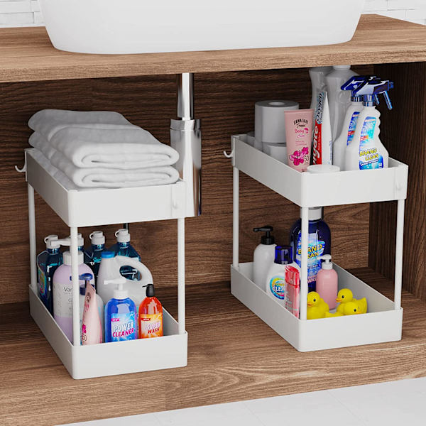 Under Sink Organizer, Under Bathroom Sink Storage 2 Tier