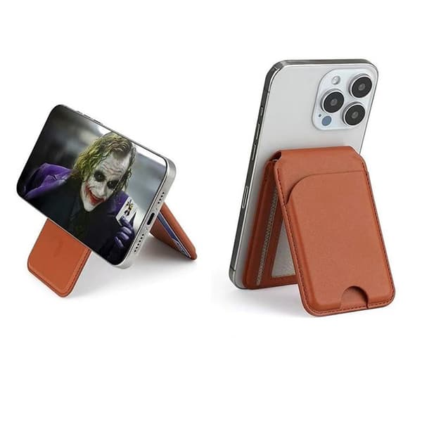 Universal Magsafe Magnetic Card Holder with Rotatable Stand - Compatible with iPhone and Android Brown Brown 81