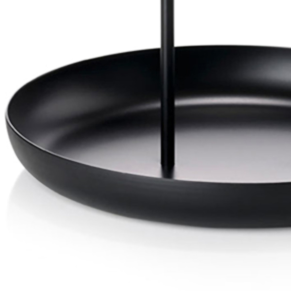 Serveringsbrett Metall Rund Bærbar Bordplate Oppbevaringsbrett Enkel Moderne Stil med Håndtak Svart
