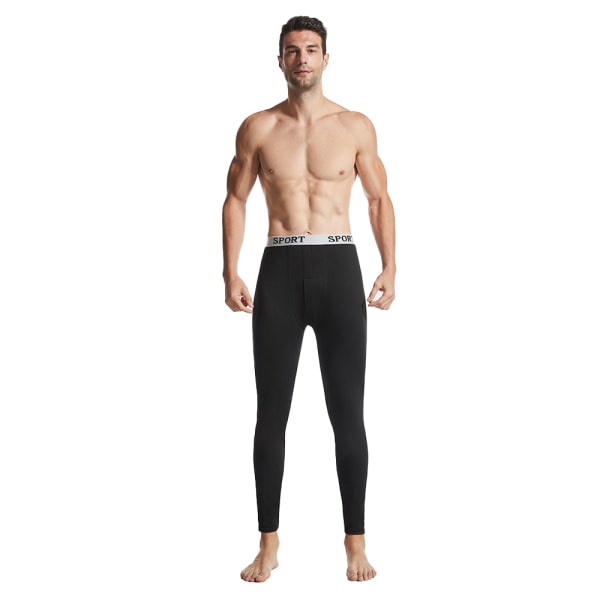 Long Johns Thermal Underwear For Men-svart-XL storlek